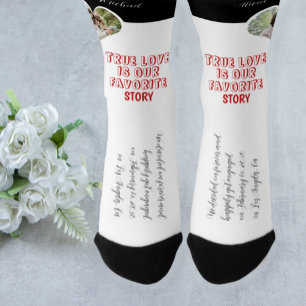Personalised couple photo love heart engagement  socks
