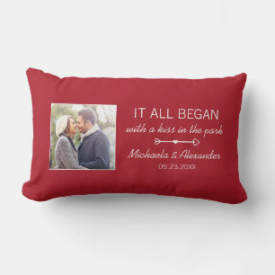 Personalised Couple Photo Newlywed Names Date Lumbar Cushion