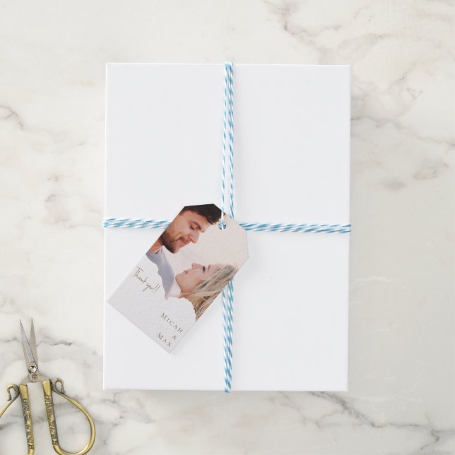 Personalised Couple Photo Wedding  Gift Tags (With Twine)