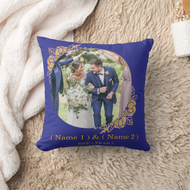 Personalised Couple Pillow with Names and Date (Blanket)
