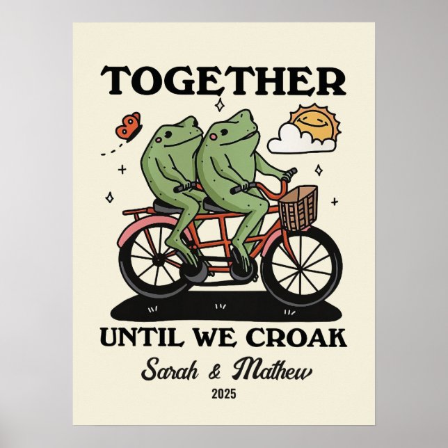 Personalised Couple Print, Custom Frog Illustratio Poster (Front)