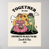 Personalised Couple Print, Custom Frog Illustratio