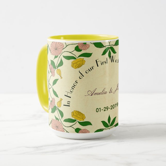 Personalised Couples 1st Wedding Anniversary Mug (Front Left)