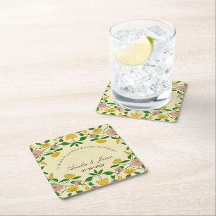 Personalised Couples 1st Wedding Anniversary   Square Paper Coaster