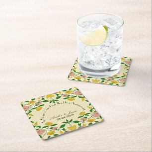 Personalised Couples 1st Wedding Anniversary Square Paper Coaster