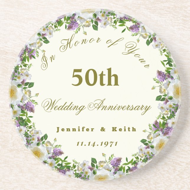Personalised Couples 50th Wedding Anniversary  Coaster (Front)