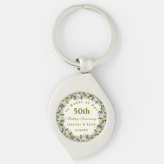 Personalised Couples 50th Wedding Anniversary    Key Ring (Front)