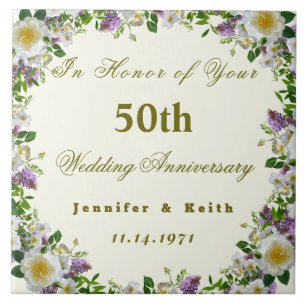 Personalised Couples 50th Wedding Anniversary Tile