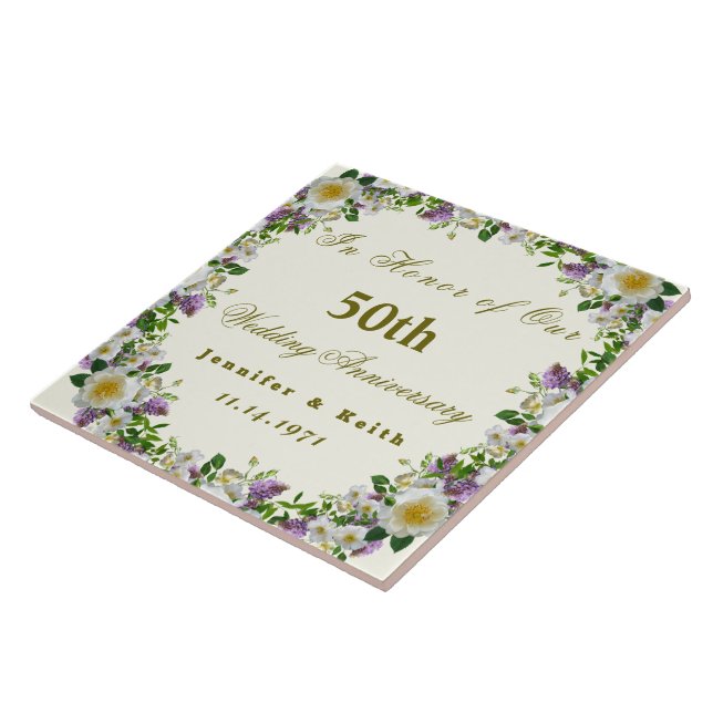 Personalised Couples 50th Wedding Anniversary      Tile (Side)