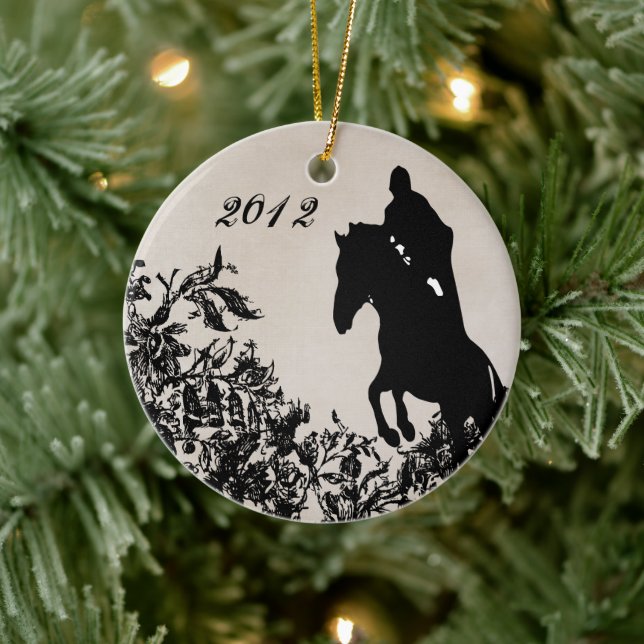Personalised Couples Equestrian Horse Jumping Ceramic Tree Decoration (Tree)