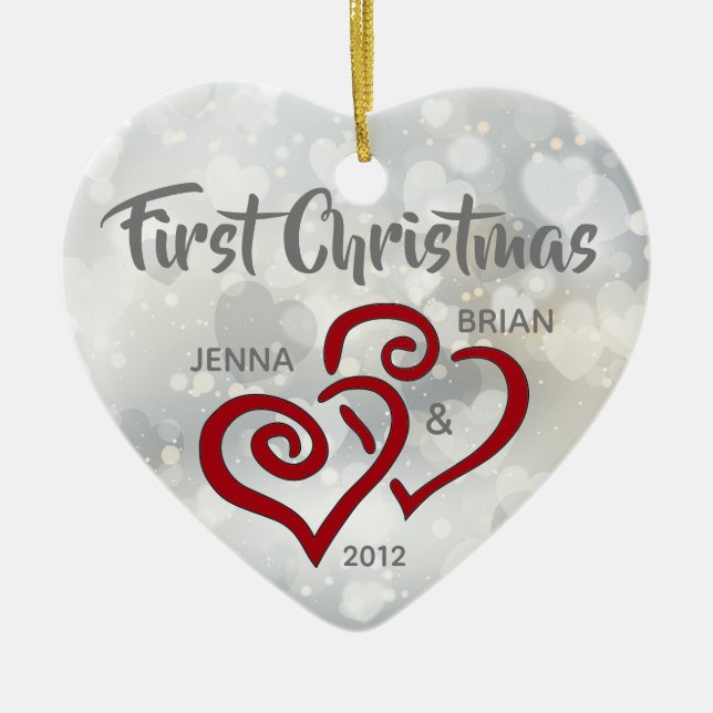Personalised Couple's First Christmas Ornament (Front)