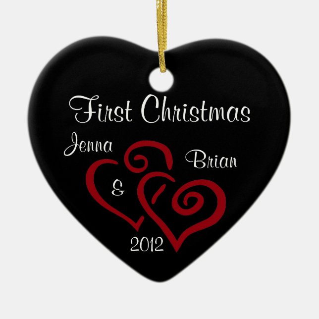 Personalised Couple's First Christmas Ornament (Front)