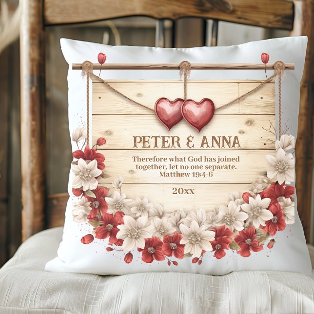 Personalised Couples Heart Throw Pillow (Creator Uploaded)
