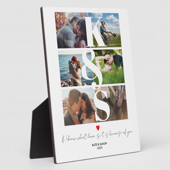 Personalised Couples Initial Photo Collage Custom Plaque (Side)