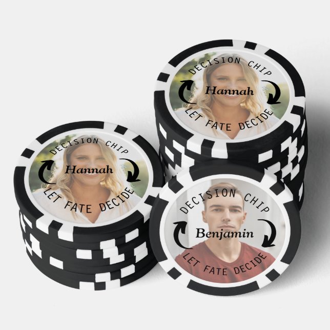 Personalised Couple's Photo & Name Decision Coin Poker Chips (Stack)