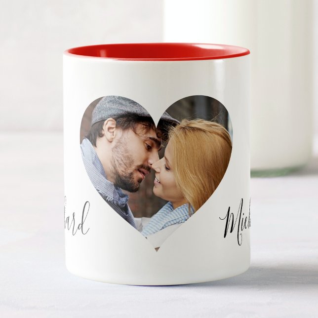 Personalised Couples Photo Name Valentines Day Two-Tone Coffee Mug (Creator Uploaded)