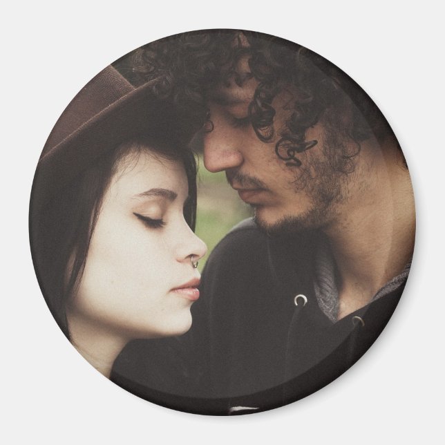 Personalised Couple's Photo Round Magnet (Front)