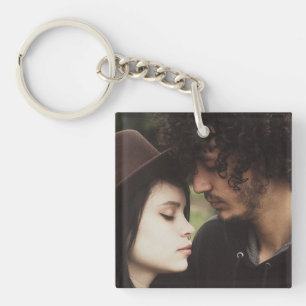 Personalised Couple's  Photo Square Keychain