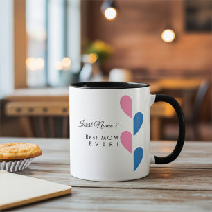 Personalised Couples Pink and Blue Half a Heart Mug