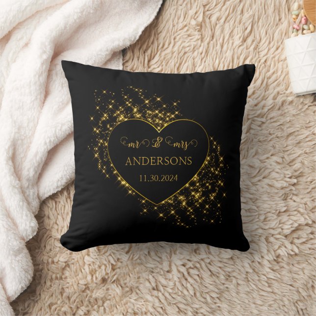 Personalised Couple's Sparkling Heart Cushion (Blanket)