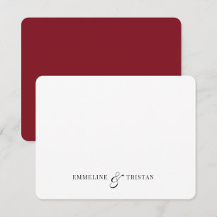 Personalised Couples Stationery Burgundy Red Card