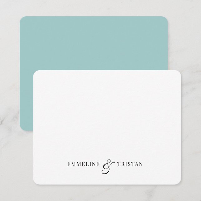 Personalised Couples Stationery Light Blue Green Card (Front/Back)