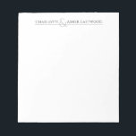 Personalised Couples Stationery Notepad<br><div class="desc">A modern minimalist personalised couple's name stationery note pad. Suitable for newlyweds or an established married couple's stationery note pad. This is easy to edit simply: personalise your names first, then use the design tool to select the "ampersand", hold down the shift key, and move the ampersand left or right...</div>