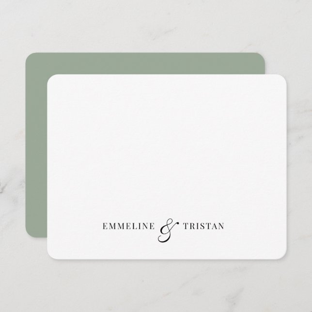 Personalised Couples Stationery Sage Green Card (Front/Back)