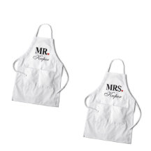 Personalised Couples White Apron Set - Mr & Mrs