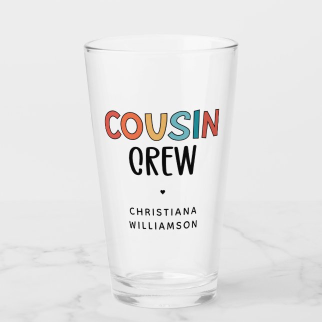 Personalised Cousin Crew Matching Cousins Gift Glass (Front)