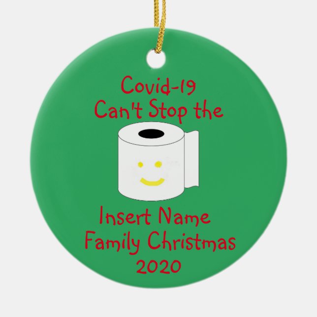 Personalised Covid-19 Can't Stop Christmas Ceramic Tree Decoration (Front)