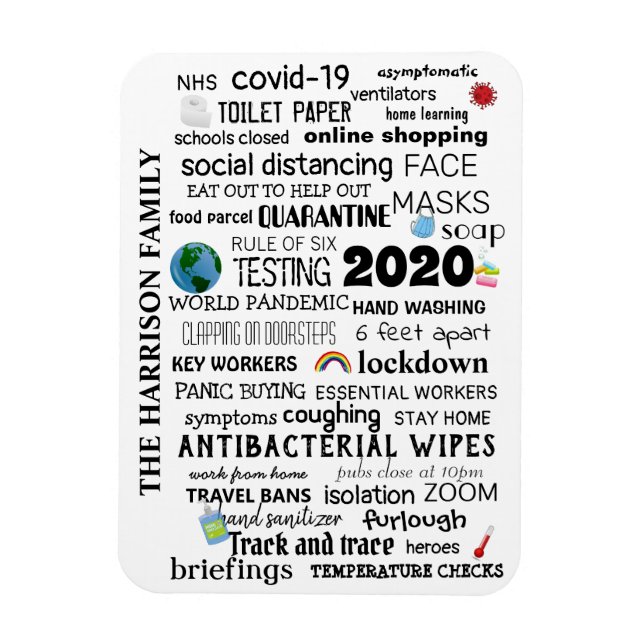 Personalised Covid-19 World Pandemic Commemorative Magnet (Vertical)