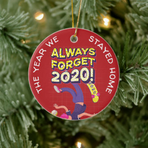 Personalised COVID 2020 Christmas We Stayed Home Ceramic Tree Decoration