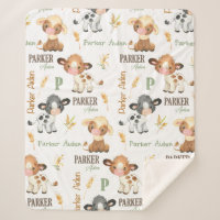 Personalised Cow Baby Blanket | 50x60 Sherpa