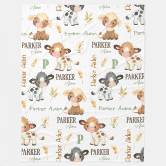 Personalised Cow Baby Blanket | 60x80 Fleece