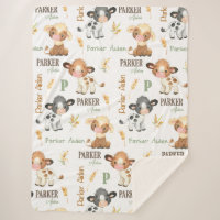 Personalised Cow Baby Blanket | 60x80 Sherpa