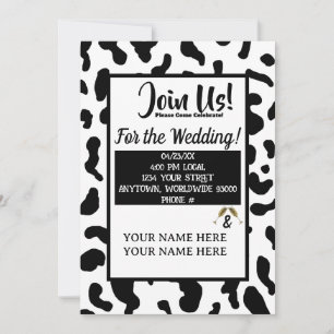 Personalised Cow-Print Country Wedding Invitations
