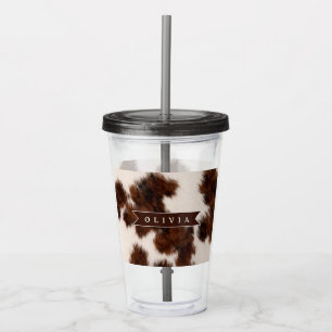 Personalised Cow Print Cowgirl Western Style Gift Acrylic Tumbler