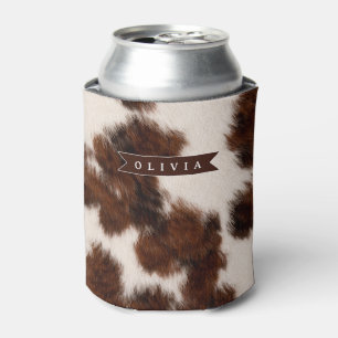 Personalised Cow Print Cowgirl Western Style Gift Can Cooler