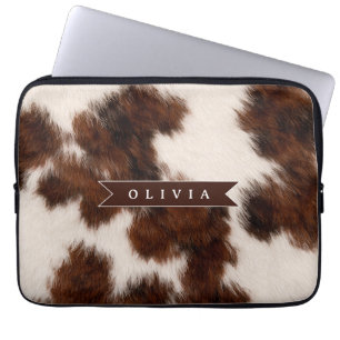Personalised Cow Print Cowgirl Western Style Gift Laptop Sleeve