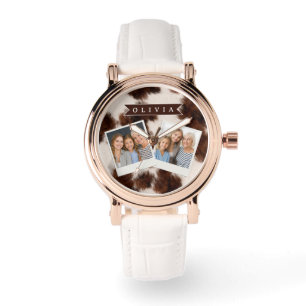 Personalised Cow Print Cowgirl Western Style Gift Watch