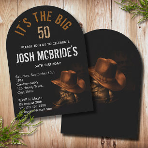 Personalised Cowboy Hat Boots 50th Birthday Invitation