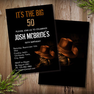Personalised Cowboy Hat Boots 50th Birthday Invitation