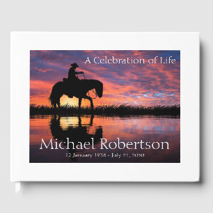 Personalised Cowboy on Horse Celebration of Life Guest Book