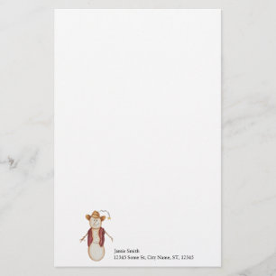 Personalised Cowboy Snowman Christmas Stationery