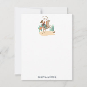 Personalised Cowboy Theme Note Card