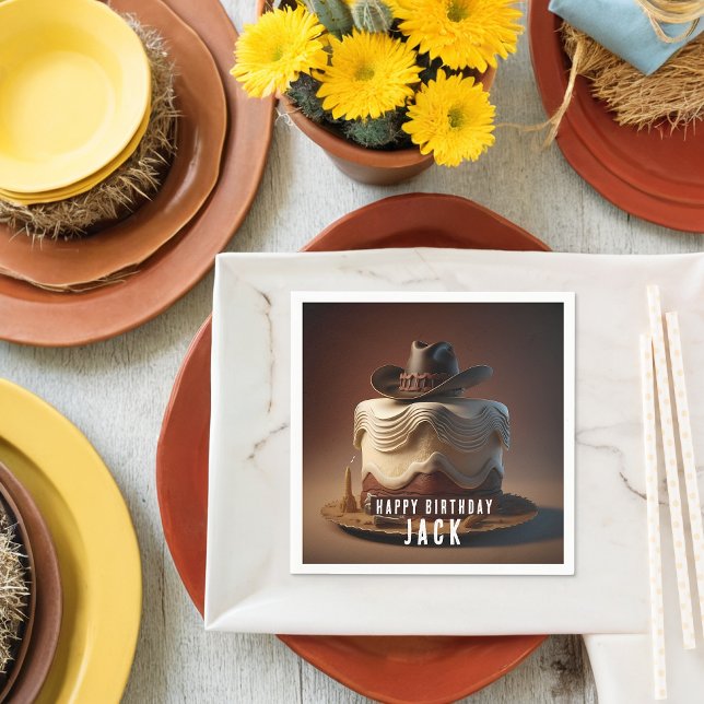 Personalised Cowboy-Themed Birthday Paper Napkins (Creator Uploaded)