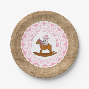 Personalised Cowgirl Baby Shower Cake Paper Plates
