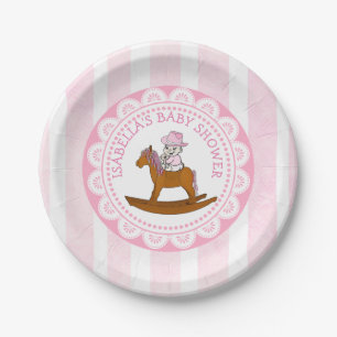 Personalised Cowgirl Baby Shower Paper Cake Plates