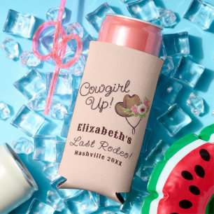 Personalised Cowgirl Bachelorette Last Rodeo Pink Seltzer Can Cooler